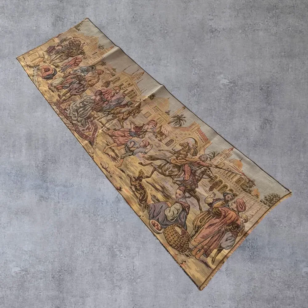 Vtg Belgian Tapestry Wall Hanging Runner Orientalist Middle Eastern 58 Inches⁠
